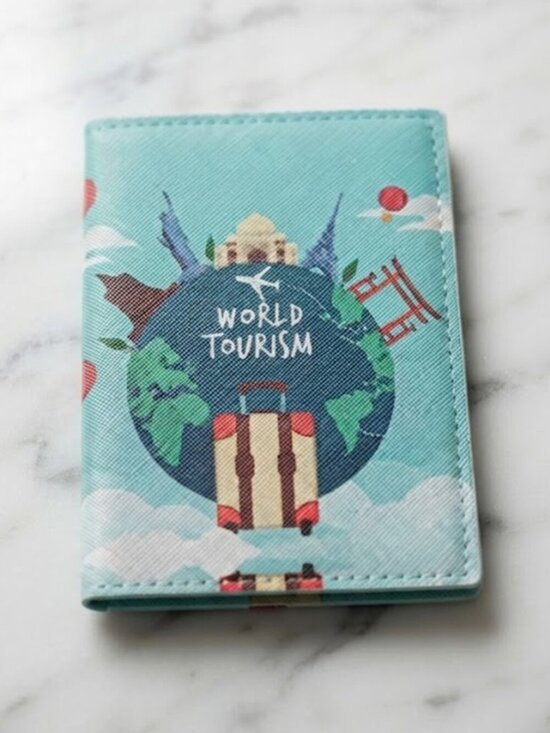 Handbags - World Tourism Passport Cover - Teal Travel Print